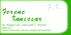 ferenc kanicsar business card